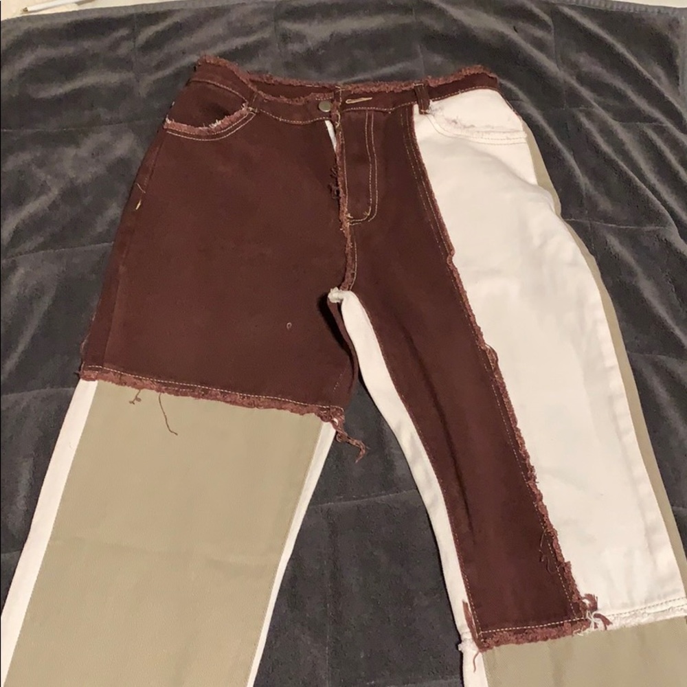 High Waisted Slant Pocket Sliced Jeans